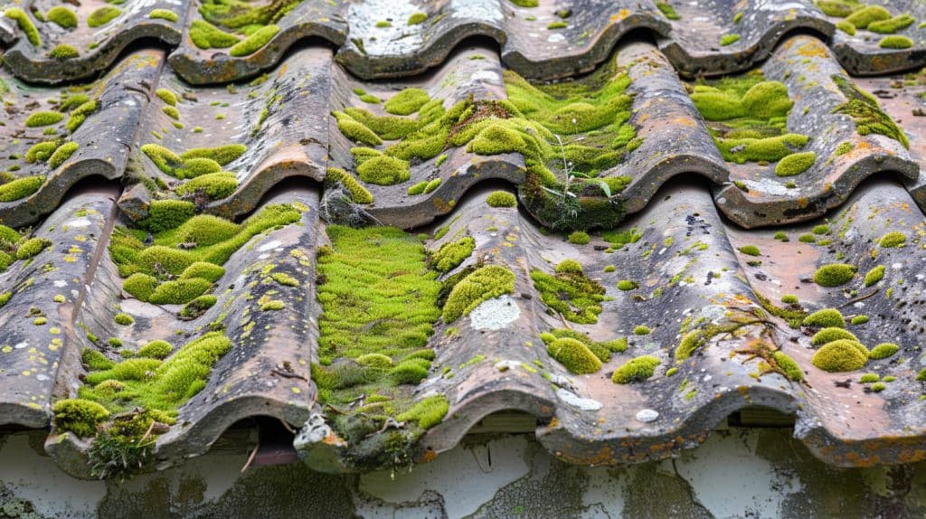 roof with moss growing on it